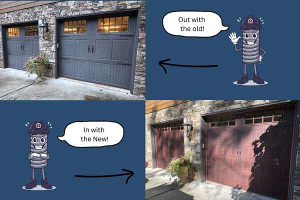 Garage Door installation before and after