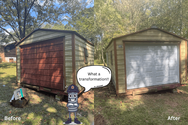 Before and After of a shed door installation