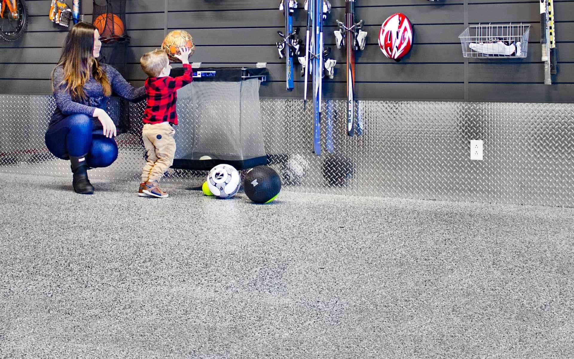 Garage flooring system with clean professional finish